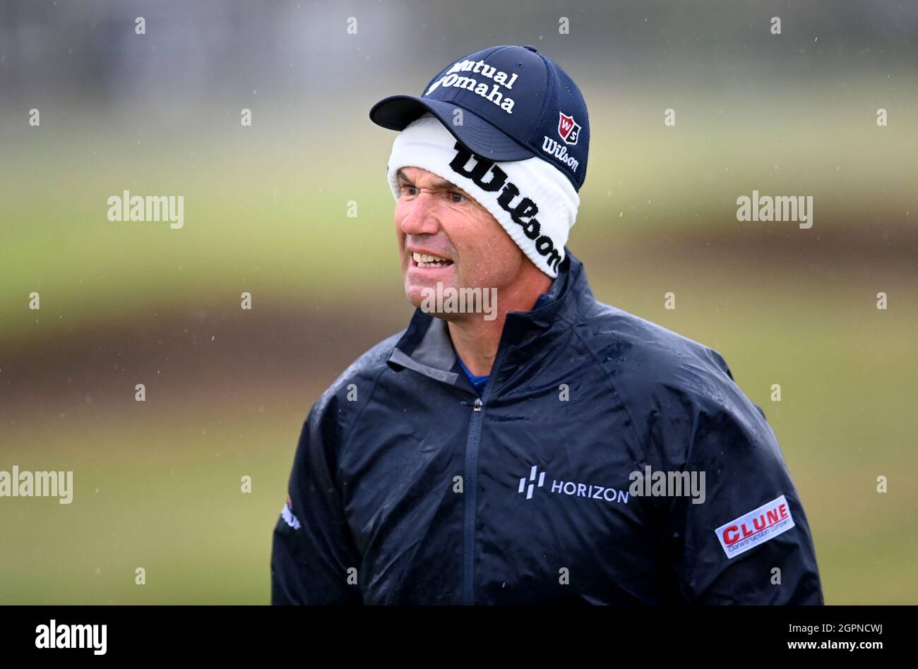 Padraig Harrington on the first hole during day one of the Alfred Dunhill  Links Championship at Carnoustie. Picture date: Thursday September 30, 2021  Stock Photo - Alamy