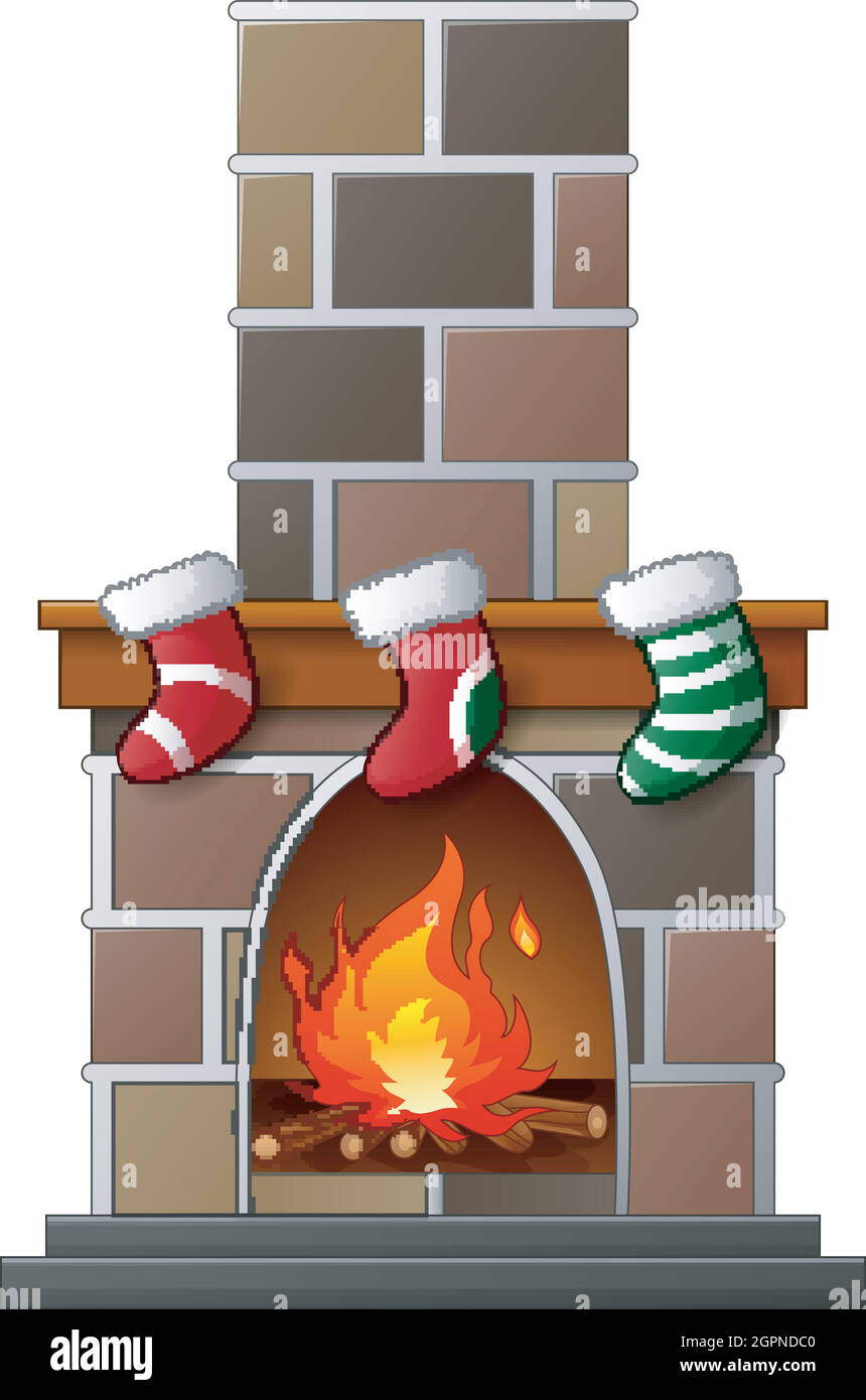 Christmas fireplace on a white background Stock Vector Image & Art - Alamy