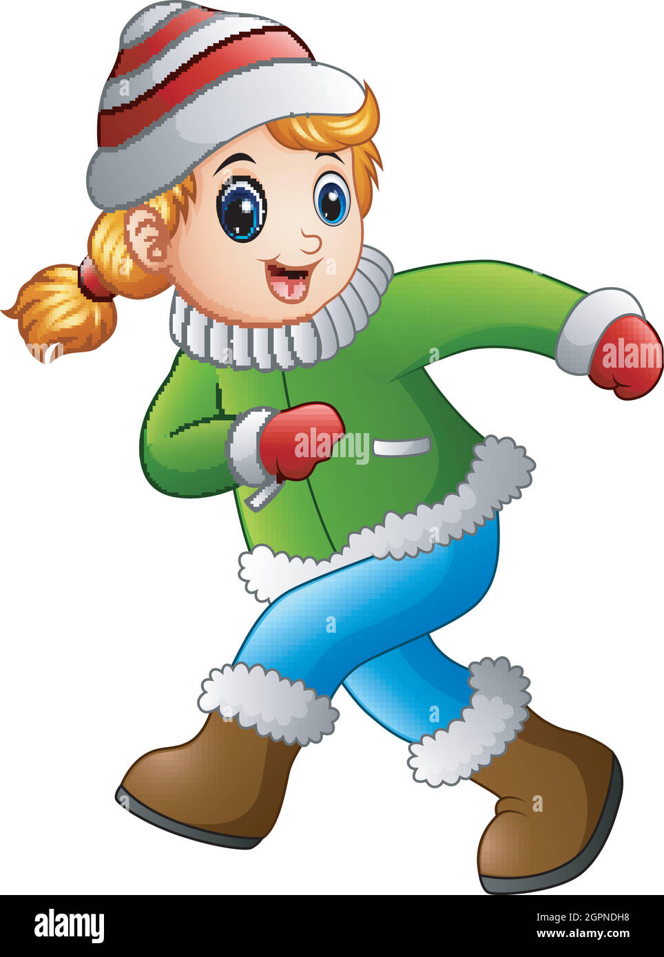 Cartoon girl wearing winter clothes Stock Vector