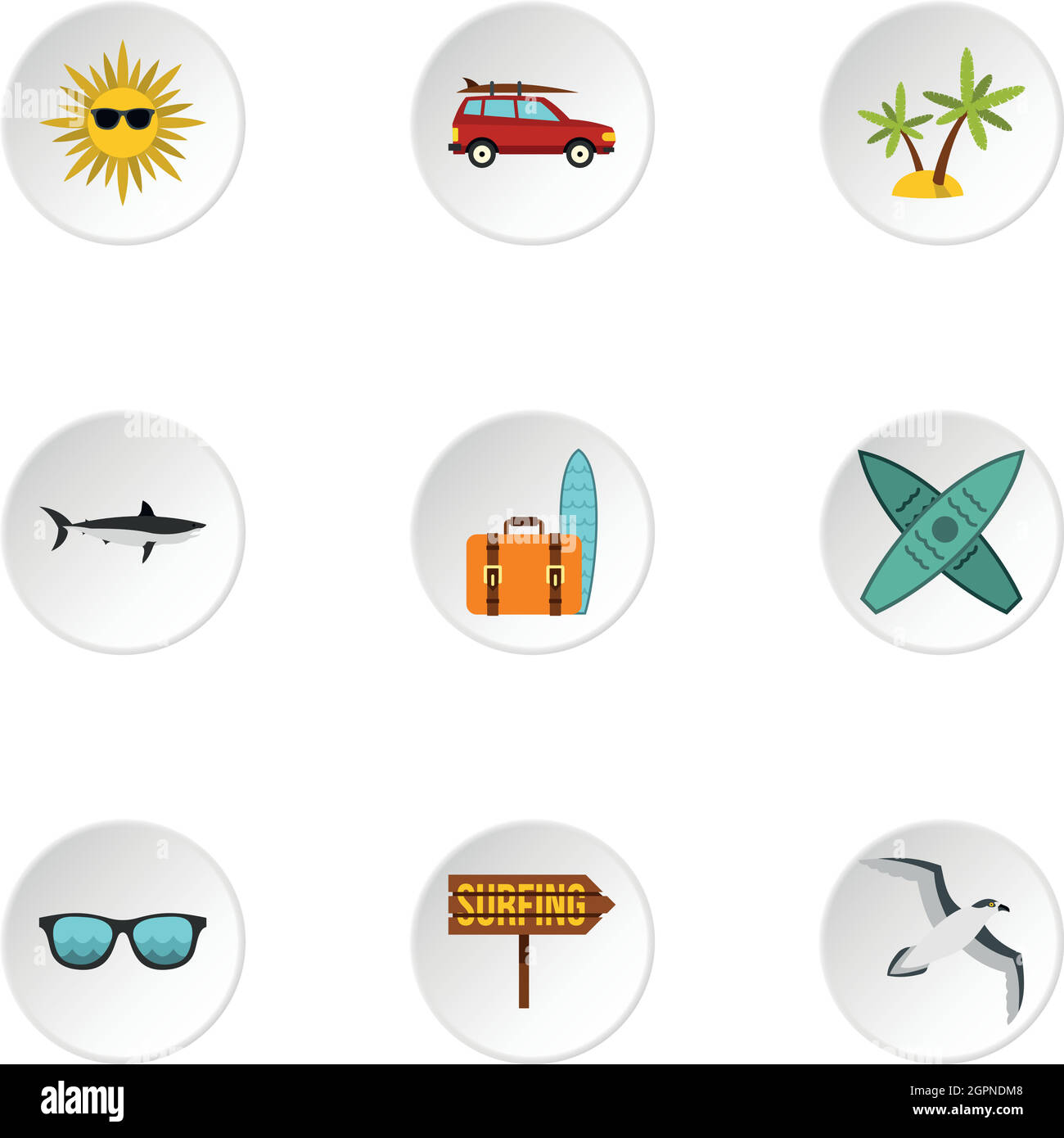 Swimming on surf icons set, flat style Stock Vector Image & Art - Alamy
