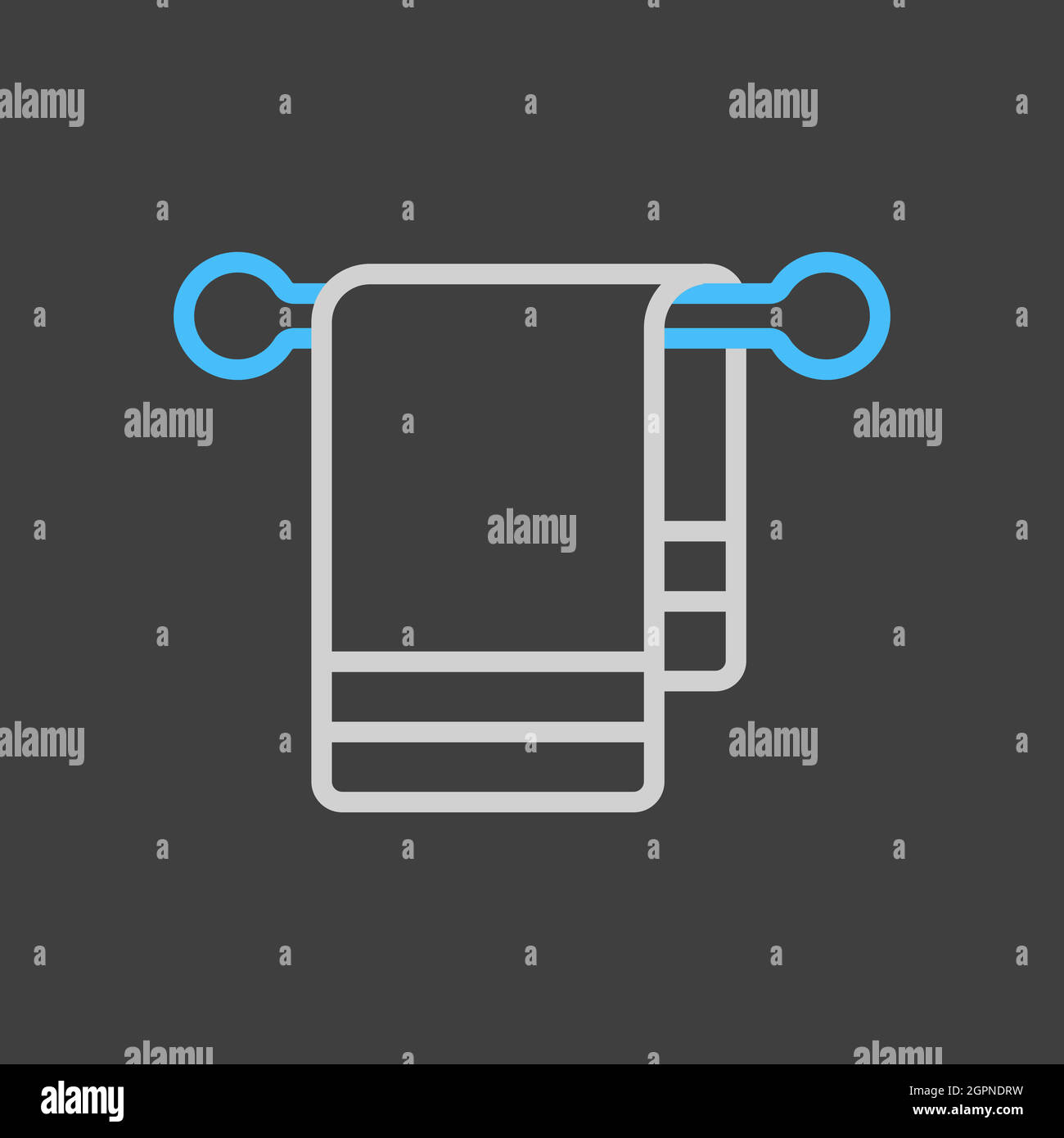 Towel in hook vector icon on dark background Stock Vector