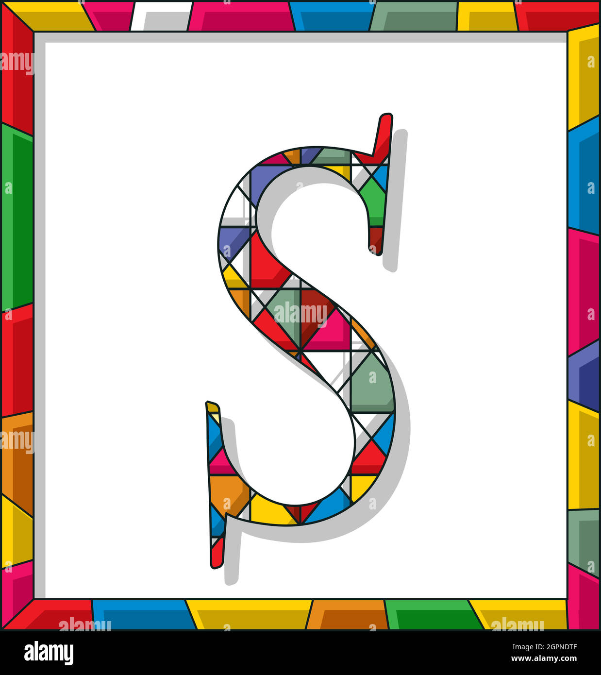 Letter S in stained glass Stock Vector