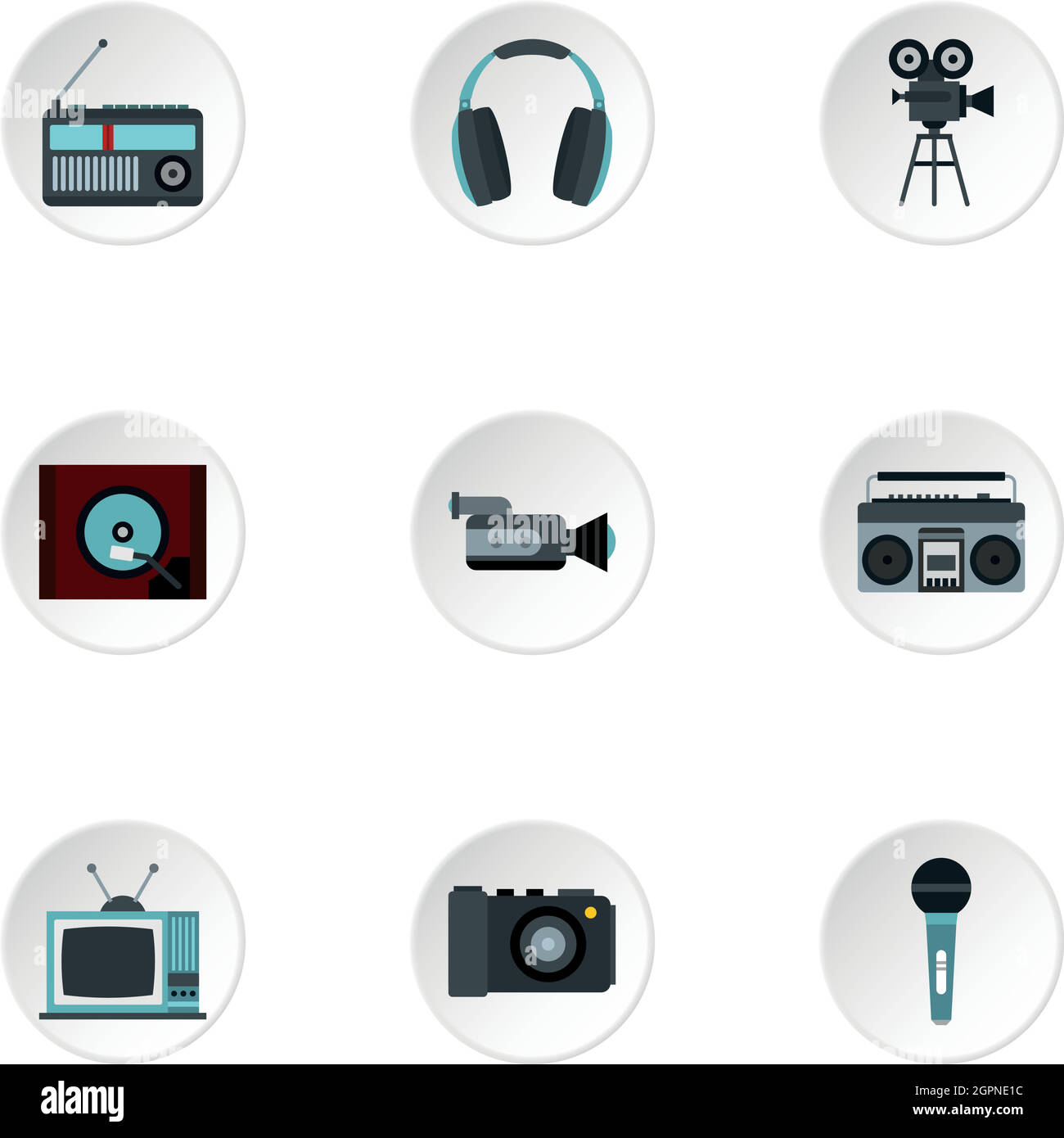Electronic devices icons set, flat style Stock Vector