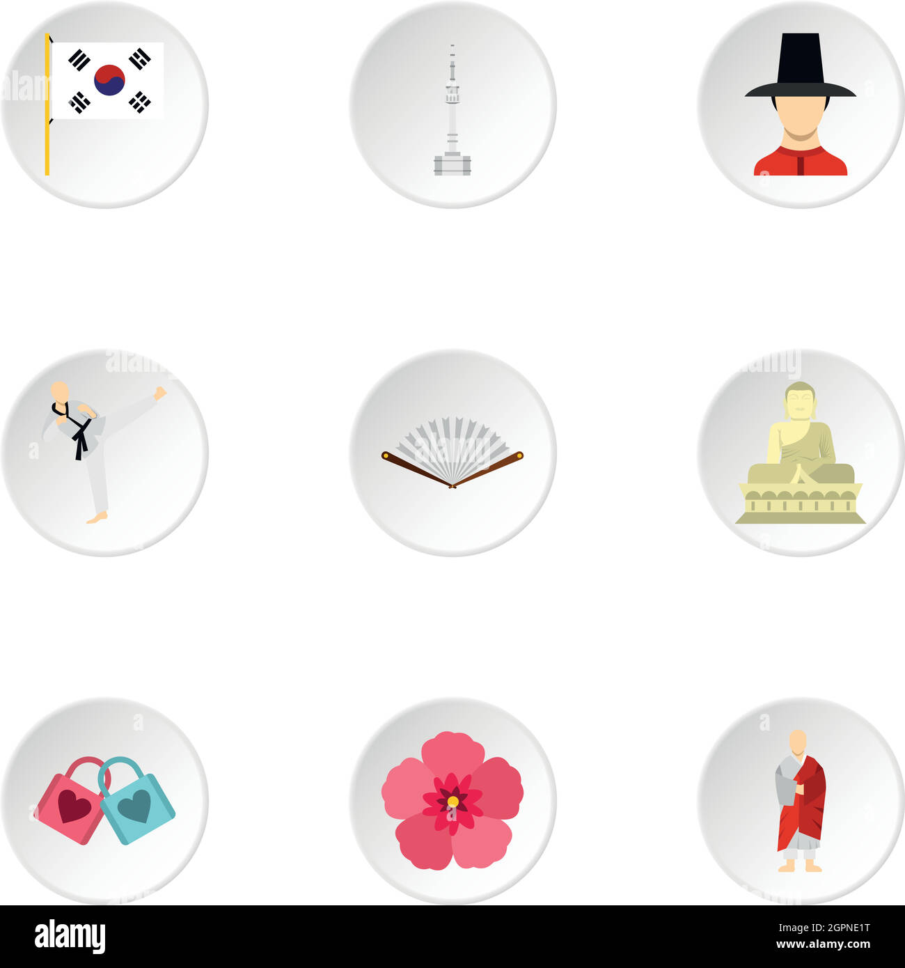 Stay in South Korea icons set, flat style Stock Vector Image & Art - Alamy