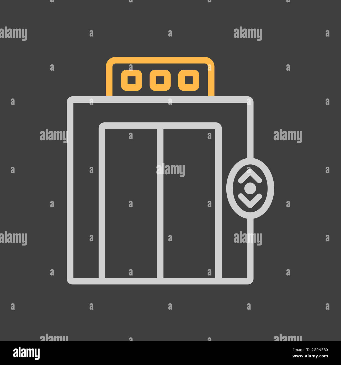 Elevator, lift flat vector icon on dark background Stock Vector