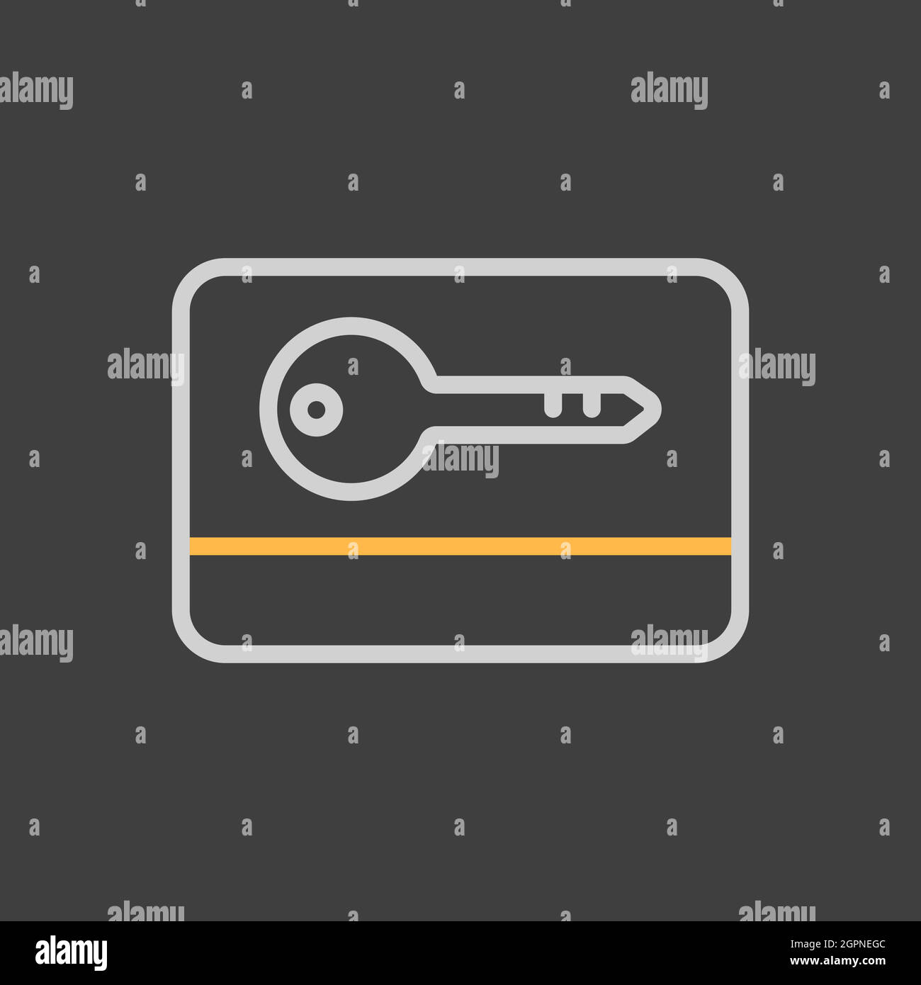 Card key flat vector icon on dark background Stock Vector