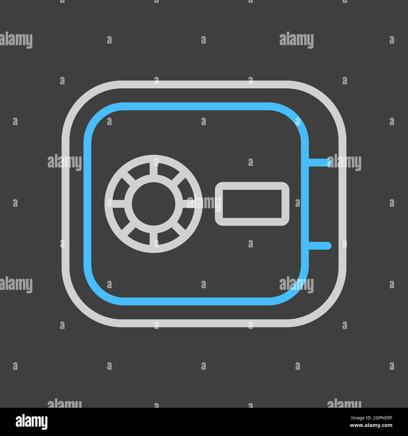 In room safe flat vector icon on dark background Stock Vector