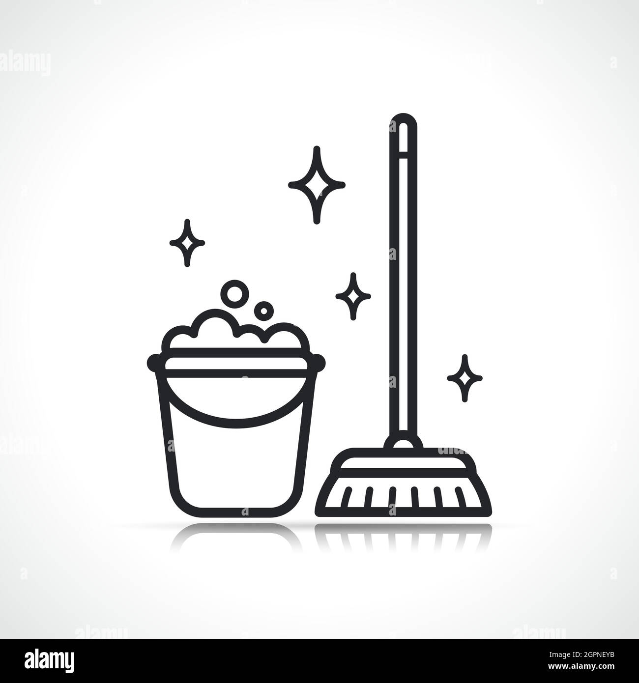 cleaning broom and bucket icon Stock Vector Image & Art Alamy
