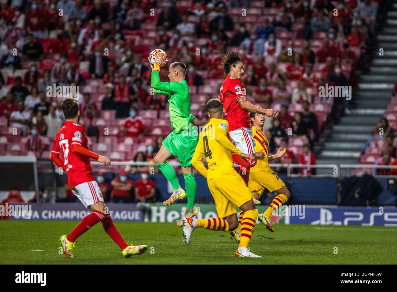 Lisbon, Portugal. 29th Sep, 2021. Goalkeeper Ter Stegen of FC Barcelona in action during the UEFA Champions League group E match between SL Benfica and FC Barcelona at Estádio do Sport Lisboa e Benfica.Final score; Benfica 3:0 Barcelona. Credit: SOPA Images Limited/Alamy Live News Stock Photo