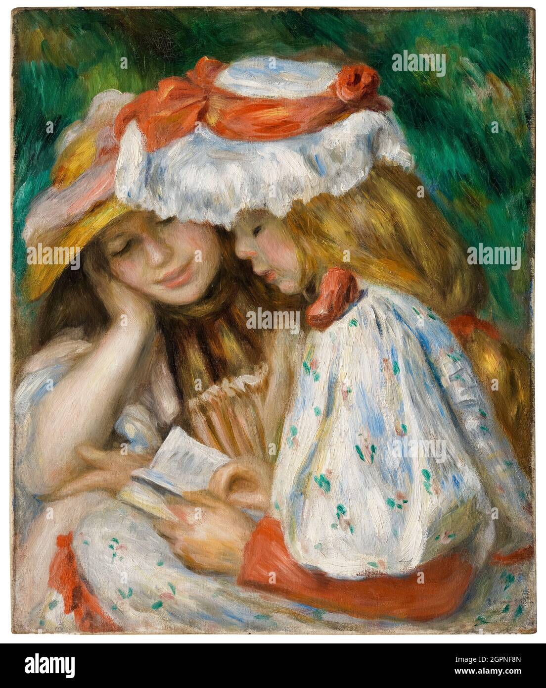 Pierre Auguste Renoir, Two Girls Reading, painting, 1890-1891 Stock Photo