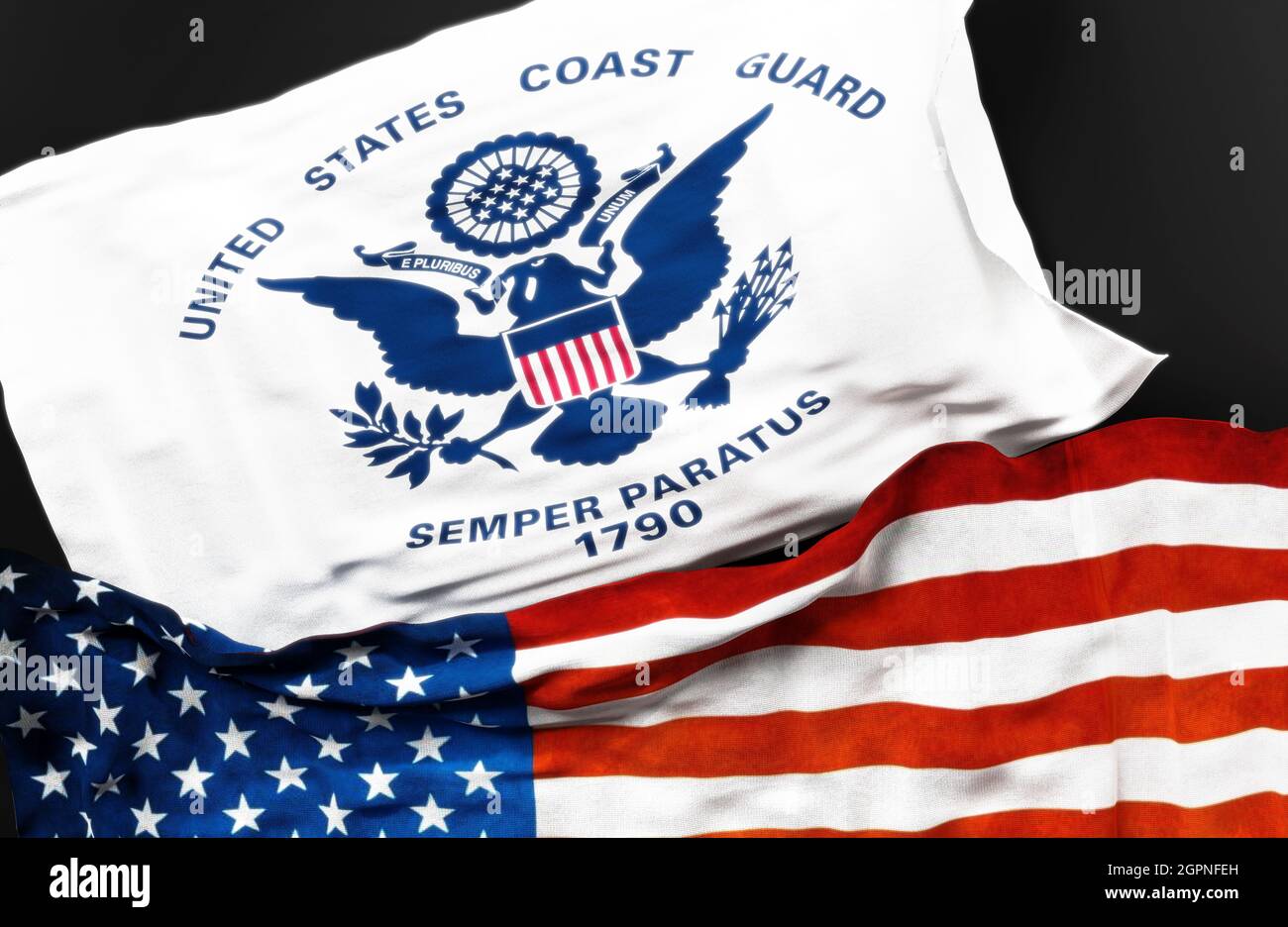 Flag of the United States Coast Guard along with a flag of the United