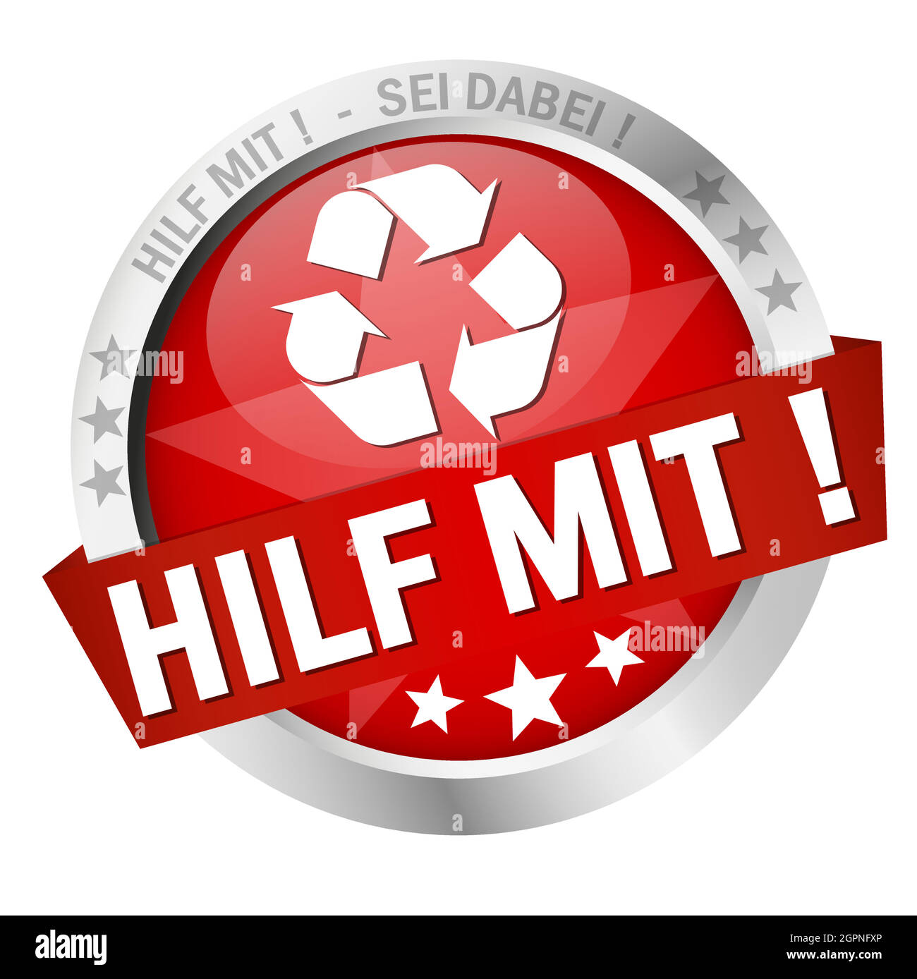 Button with Banner help (in german) Stock Vector