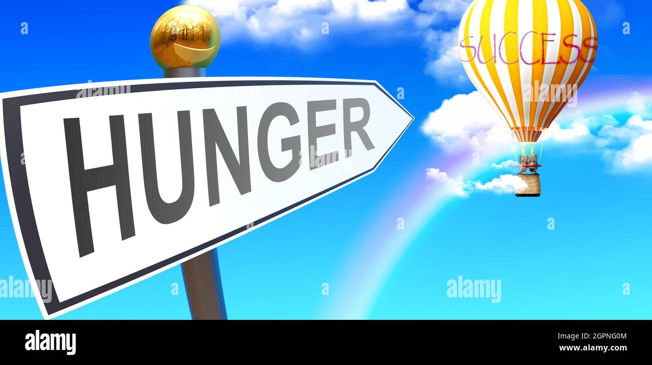 Hunger Leads To Success Shown As A Sign With A Phrase Hunger Pointing hunger-leads-to-success-shown-as-a-sign-with-a-phrase-hunger-pointing