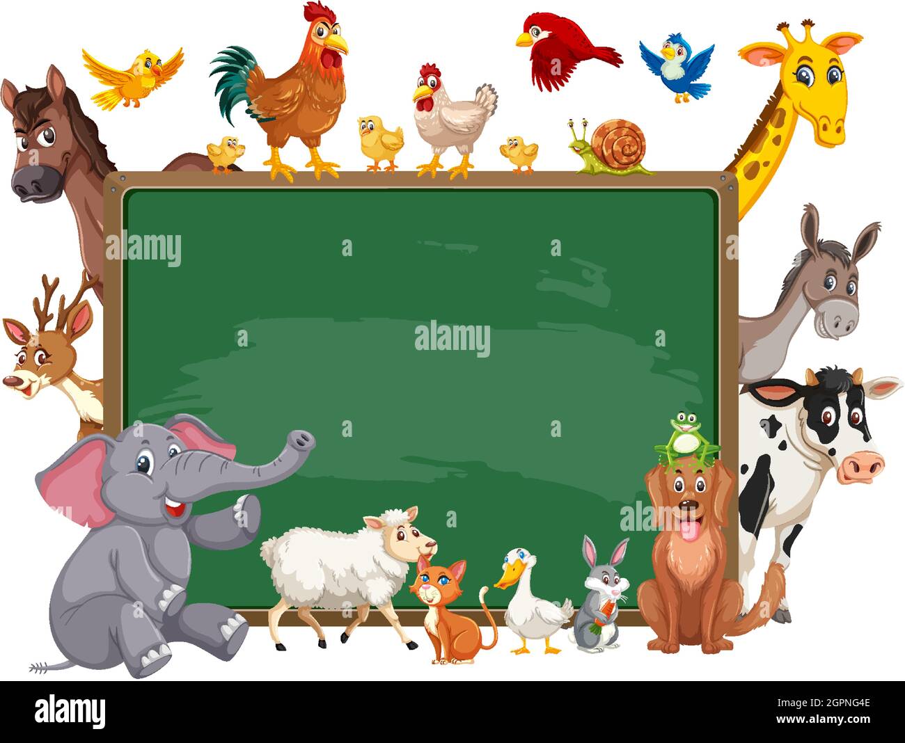 Empty blackboard with various wild animals illustration Stock Vector ...