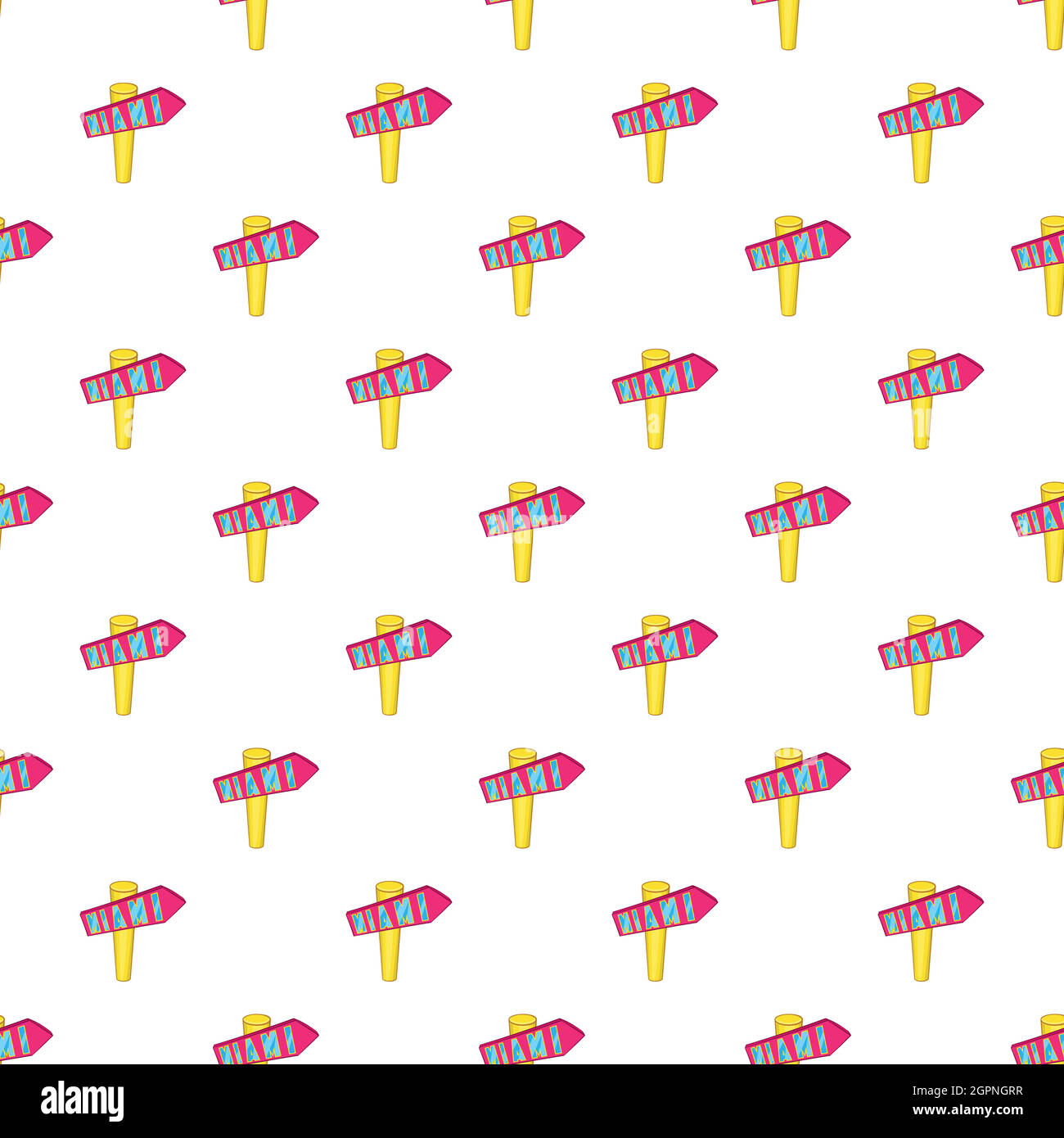 Signpost Miami pattern, cartoon style Stock Vector