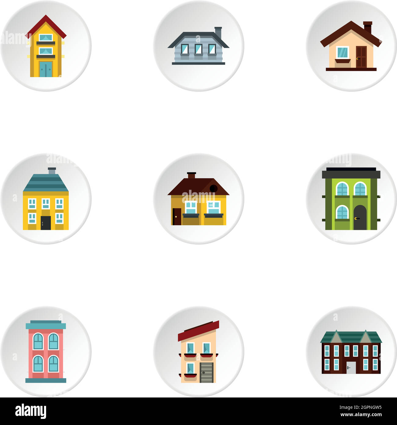 Habitation icons set, flat style Stock Vector