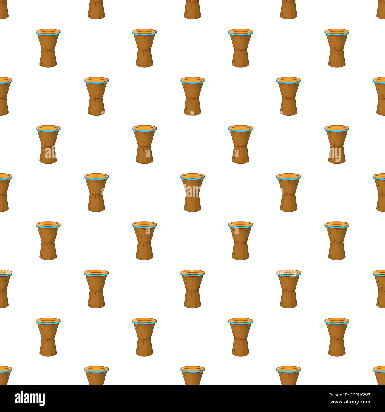 Ethnic drum pattern, cartoon style Stock Vector