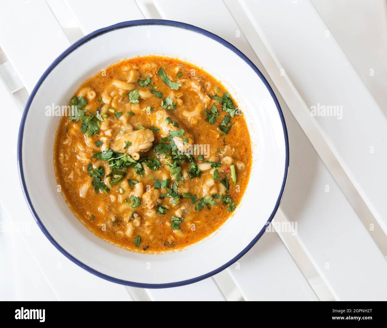 creamy prawn and fish soup bowl on barcelona restaurant table in spain Stock Photo Alamy