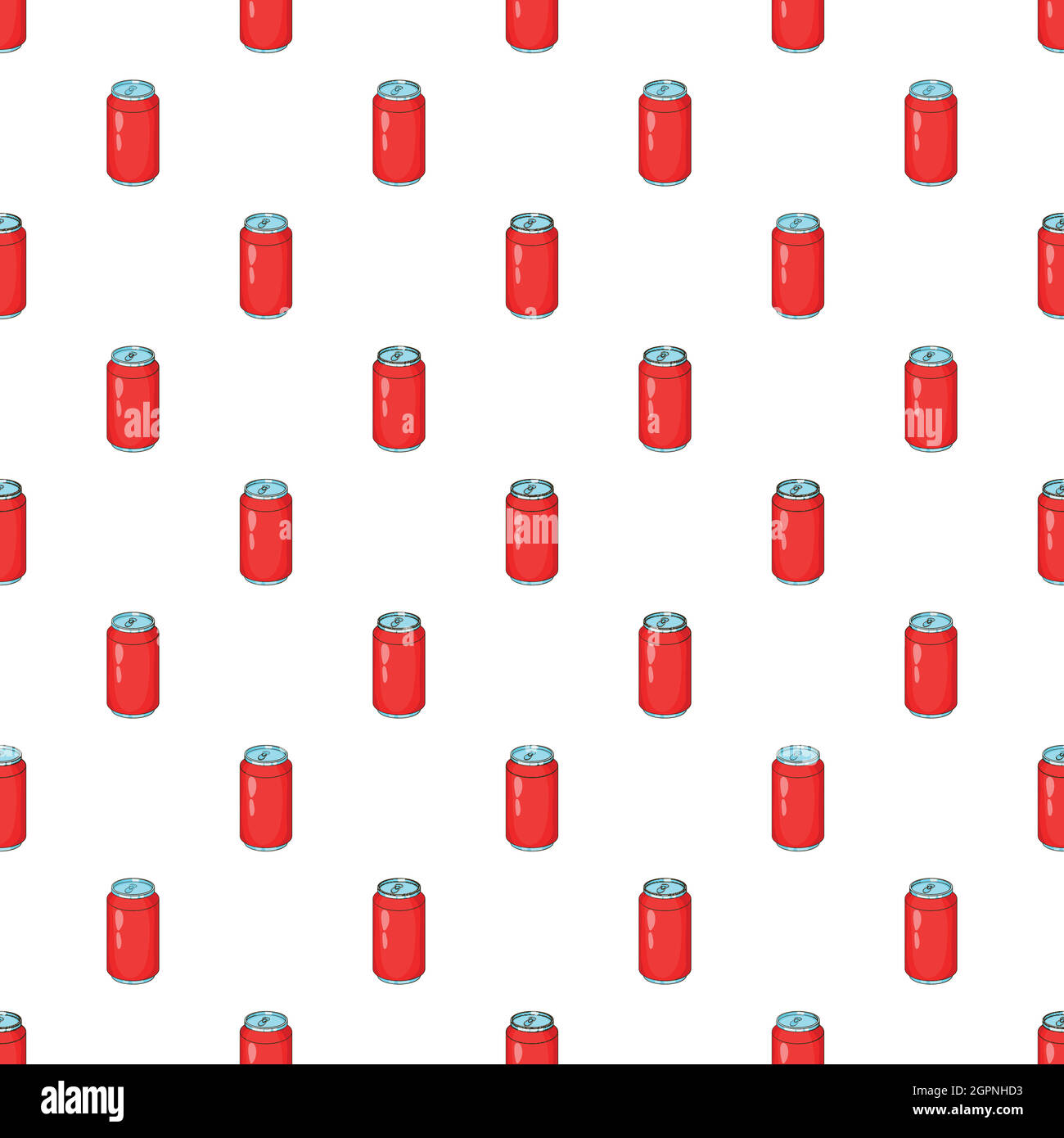 Red aluminum can pattern, cartoon style Stock Vector