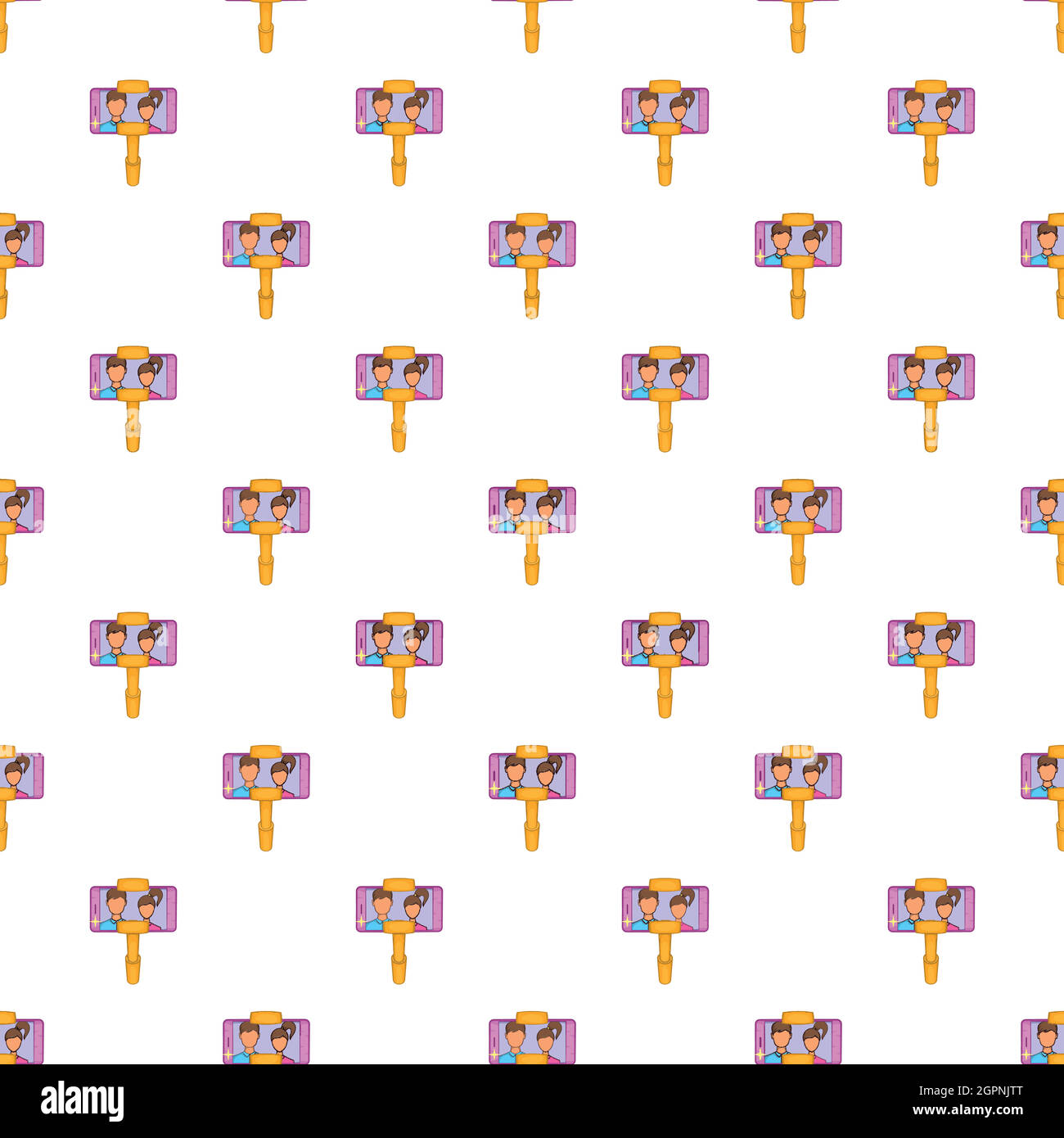Selfie stick with mobile phone pattern Stock Vector