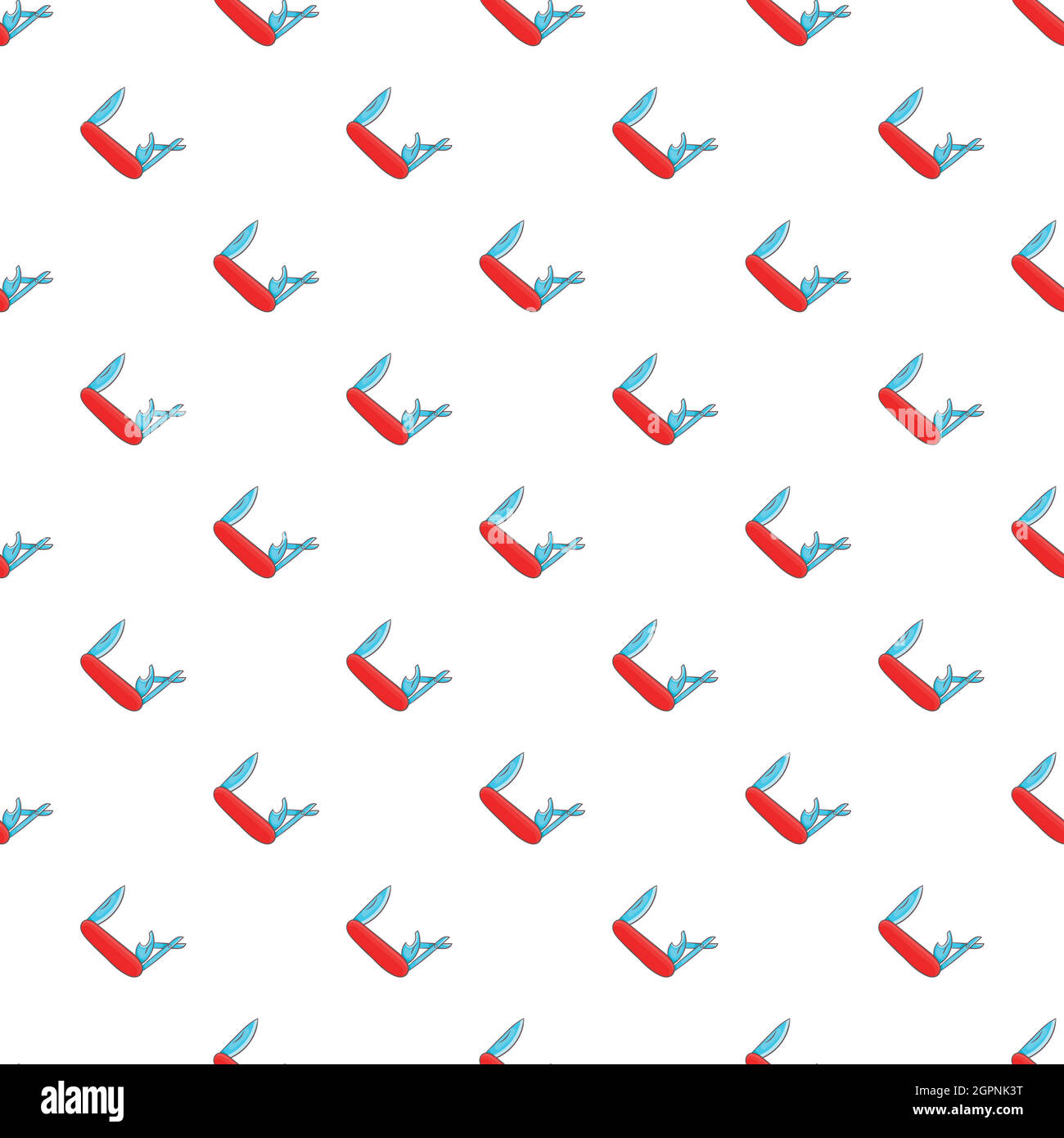 Red multifunction knife pattern, cartoon style Stock Vector