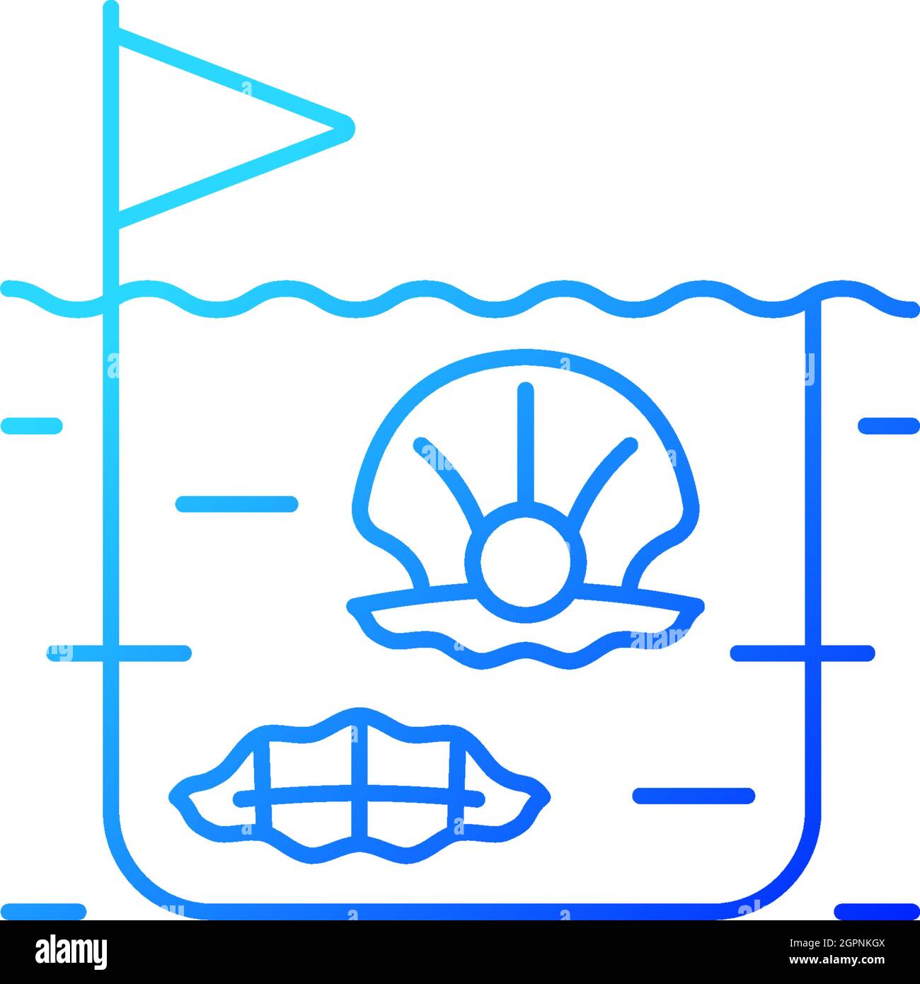Pearl farming gradient linear vector icon Stock Vector