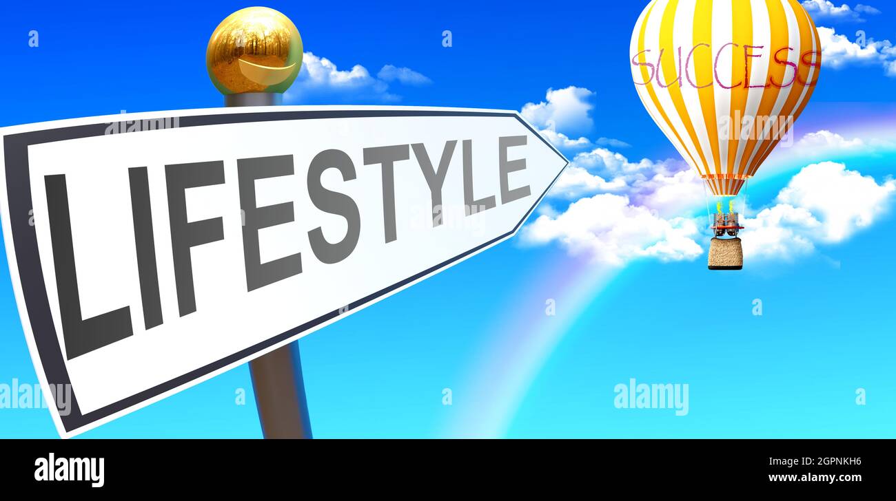 Lifestyle leads to success shown as a sign with a phrase Lifestyle