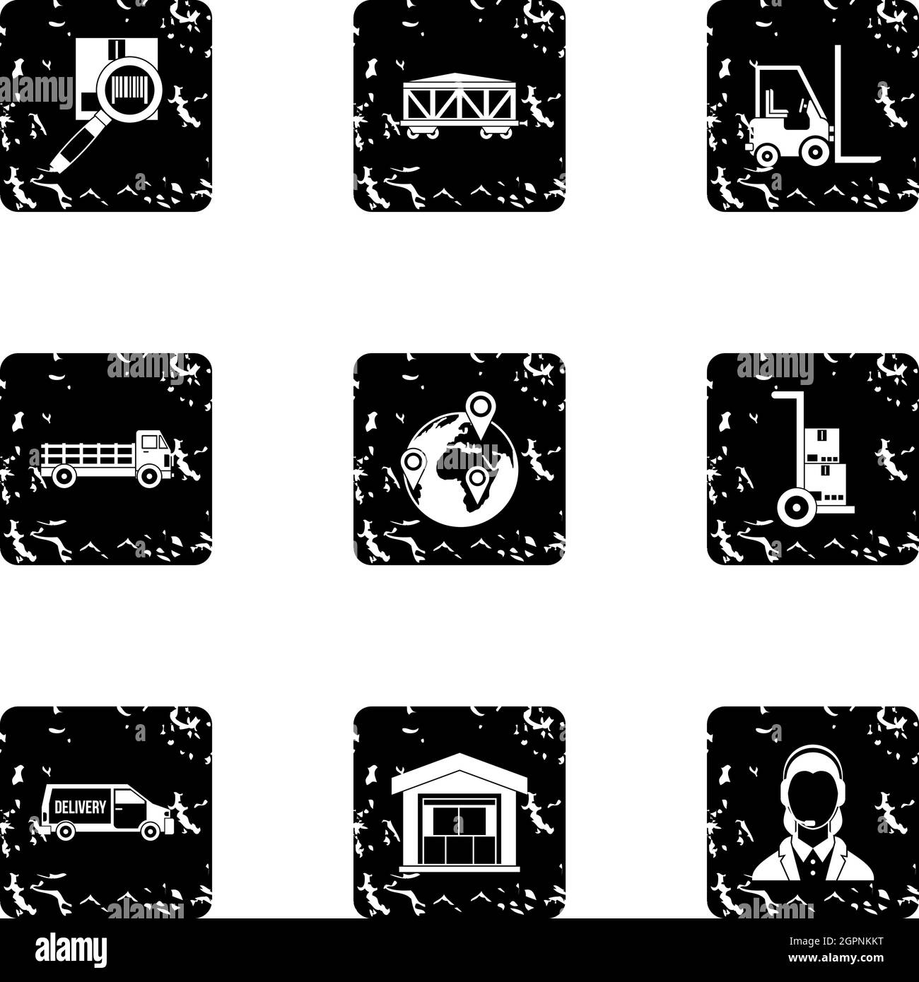Store icons set, grunge style Stock Vector
