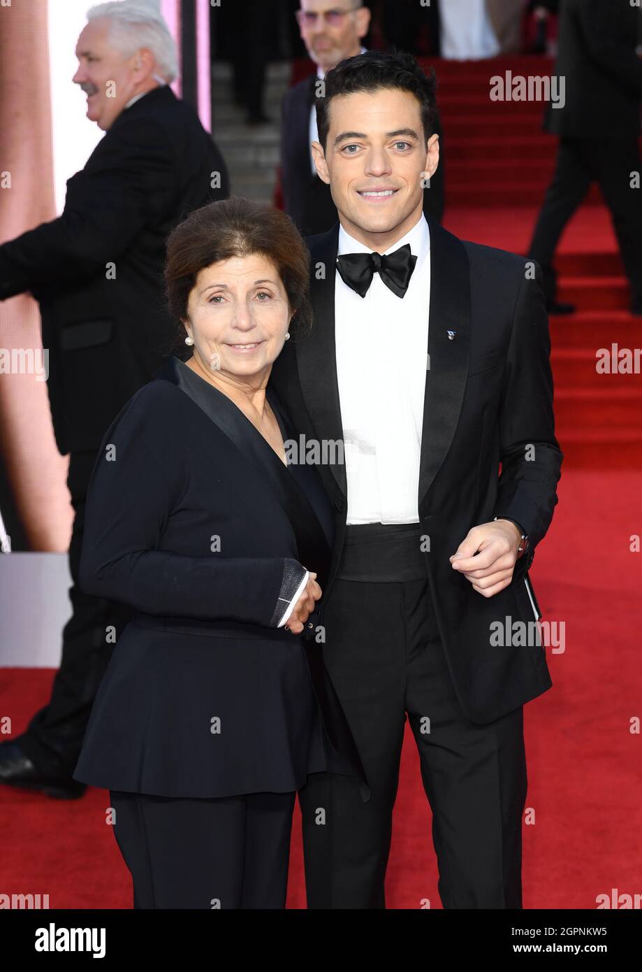 September 28th, 2021, London, UK Rami Malek and mother arriving at the No  Time To Die World Premiere, the Royal Albert Hall, London. Credit: Doug  Pete Stock Photo - Alamy