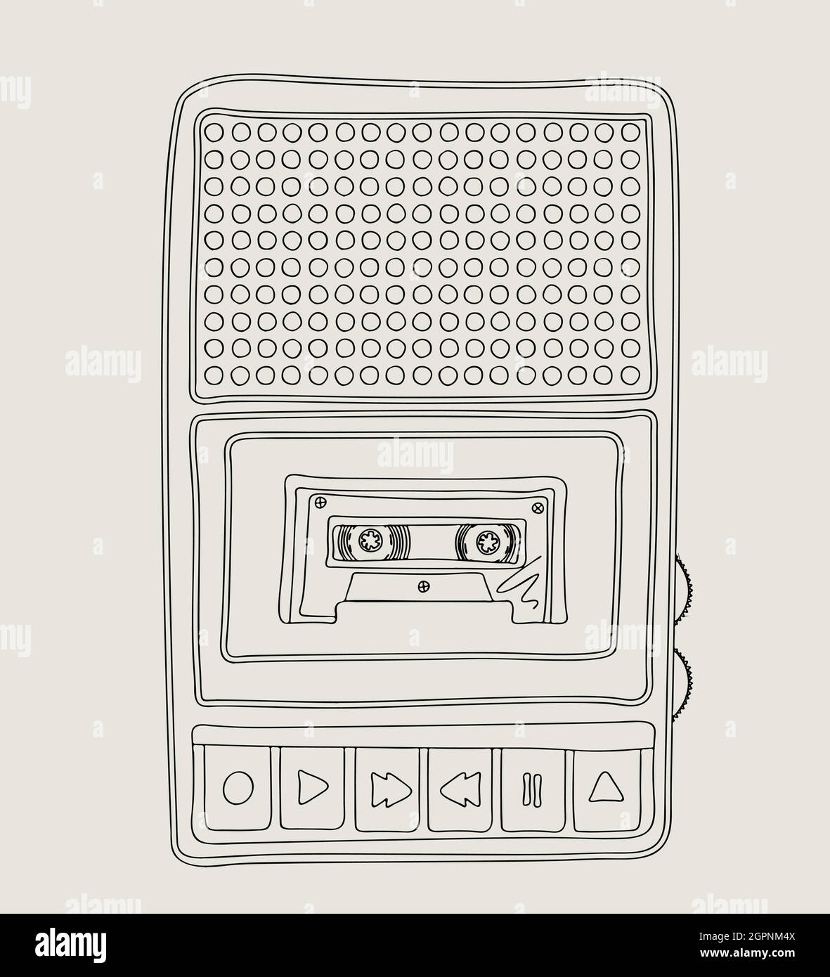 Reel reel tape recorder retro style sketch hand drawn Music