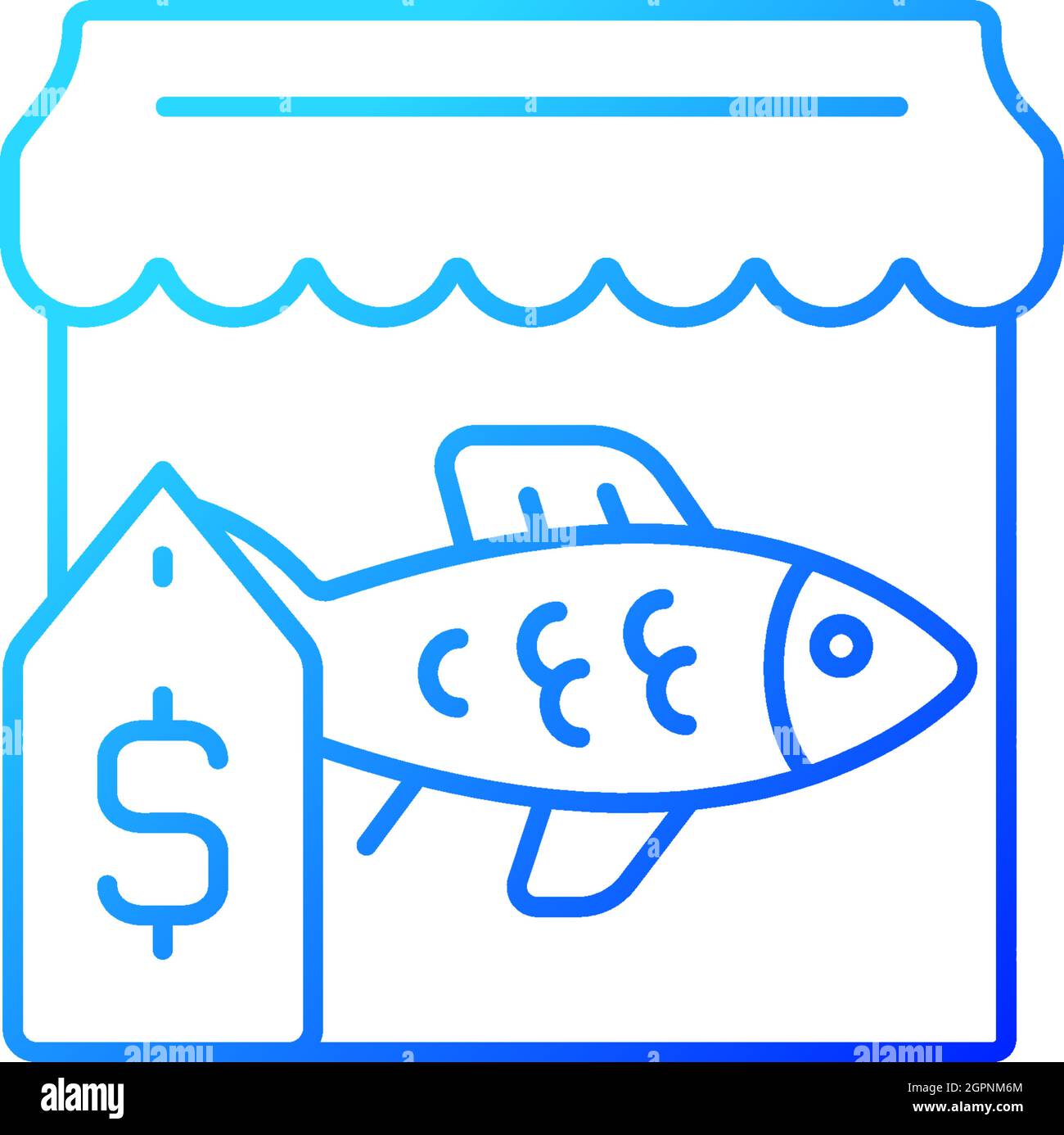 Fish market gradient linear vector icon Stock Vector