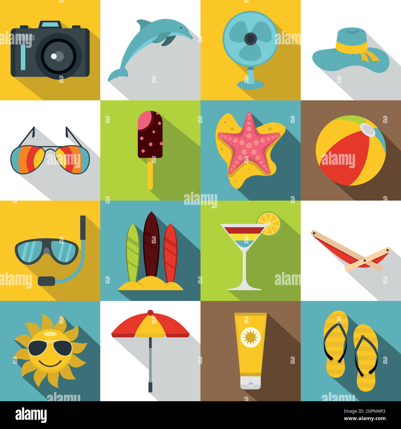 Summer rest icons set, flat style Stock Vector Image & Art - Alamy