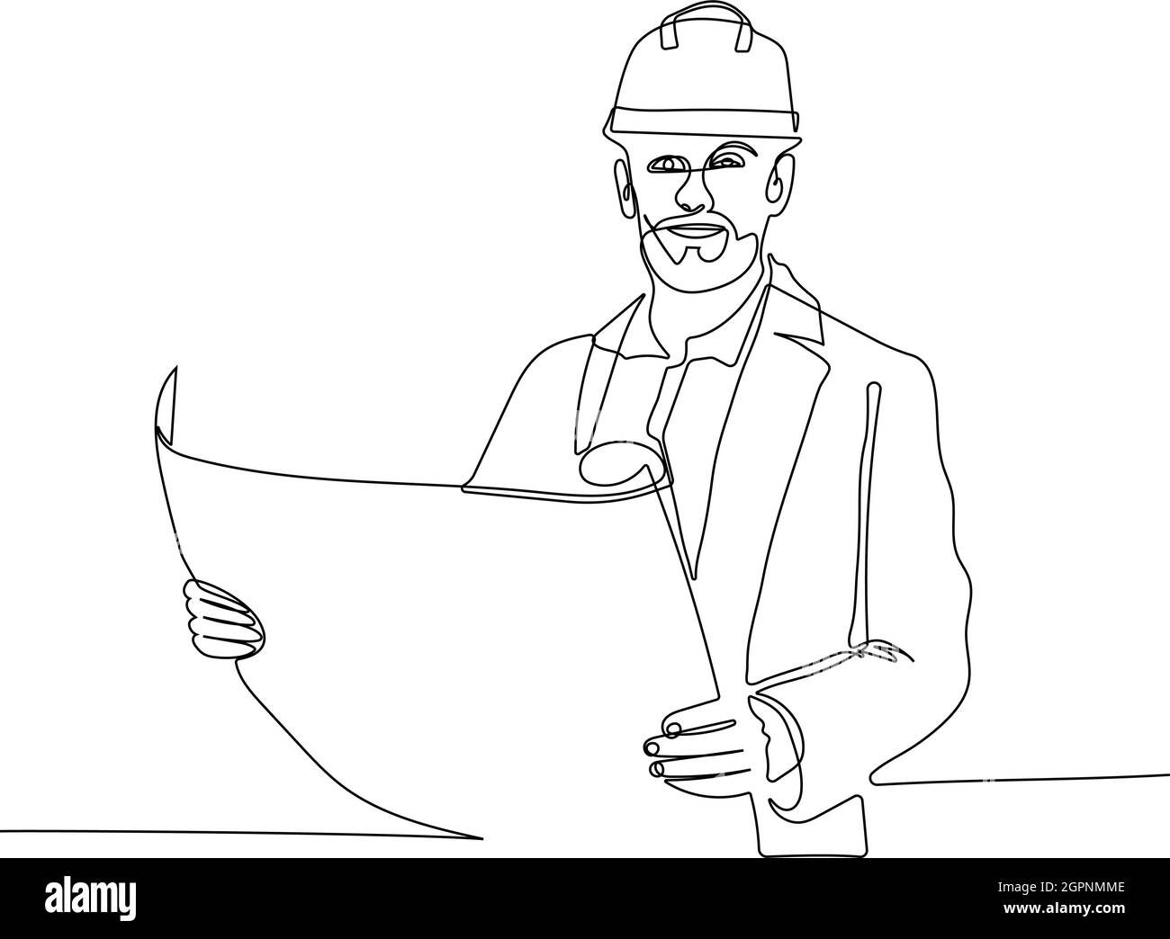 portrait of an architect studying layout plan Stock Vector