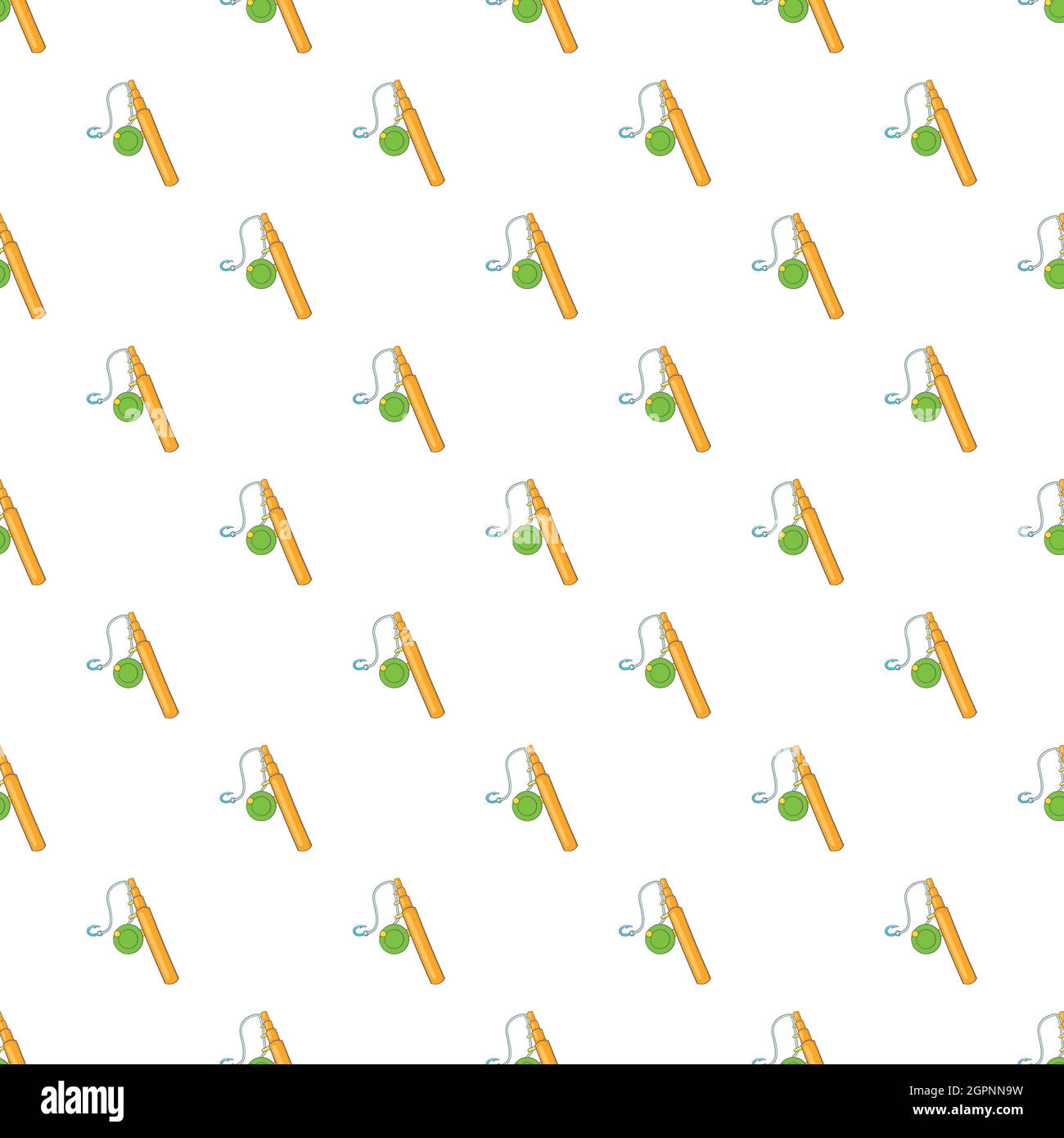 Fishing rod pattern, cartoon style Stock Vector