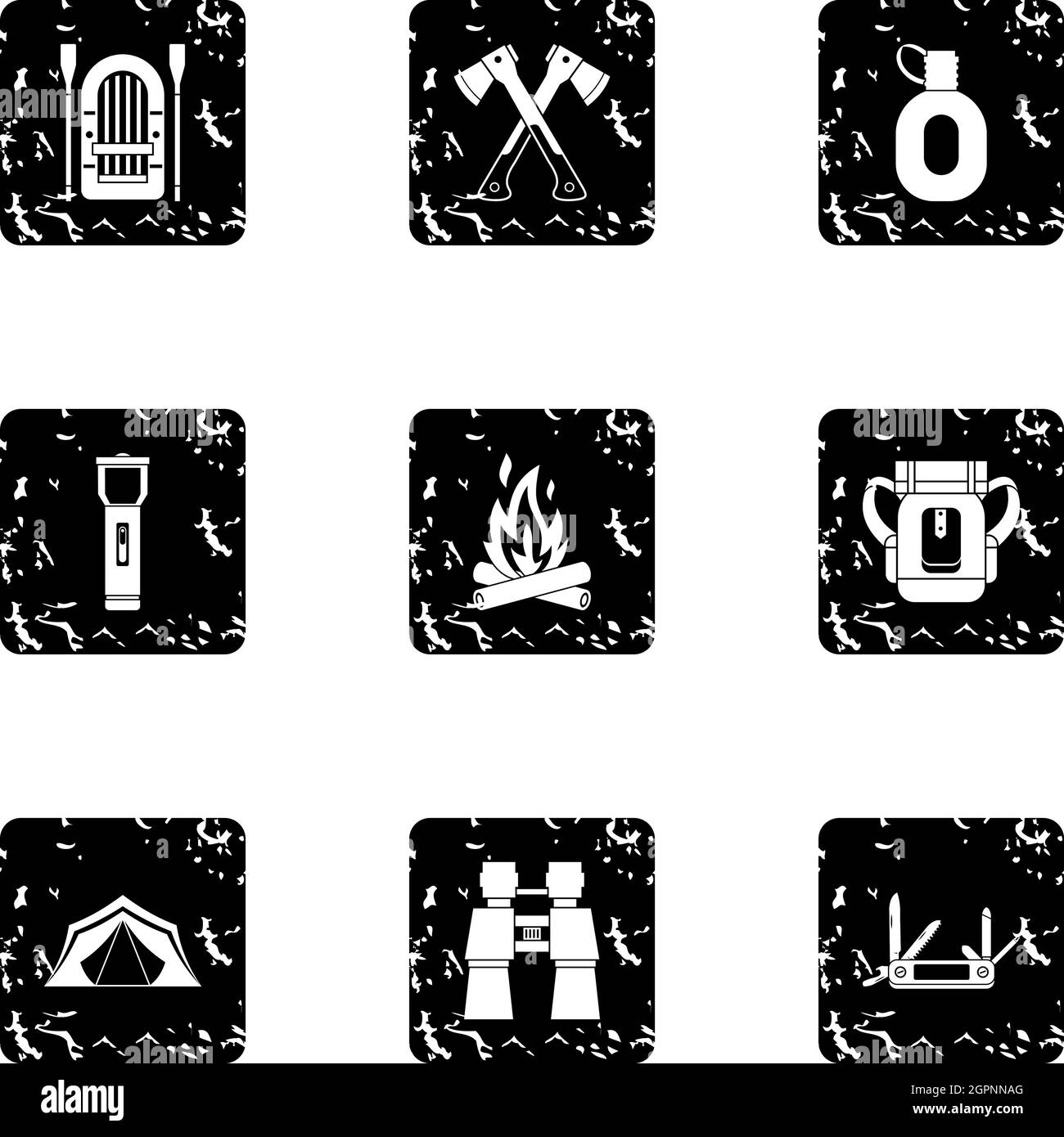 Forest icons set, grunge style Stock Vector
