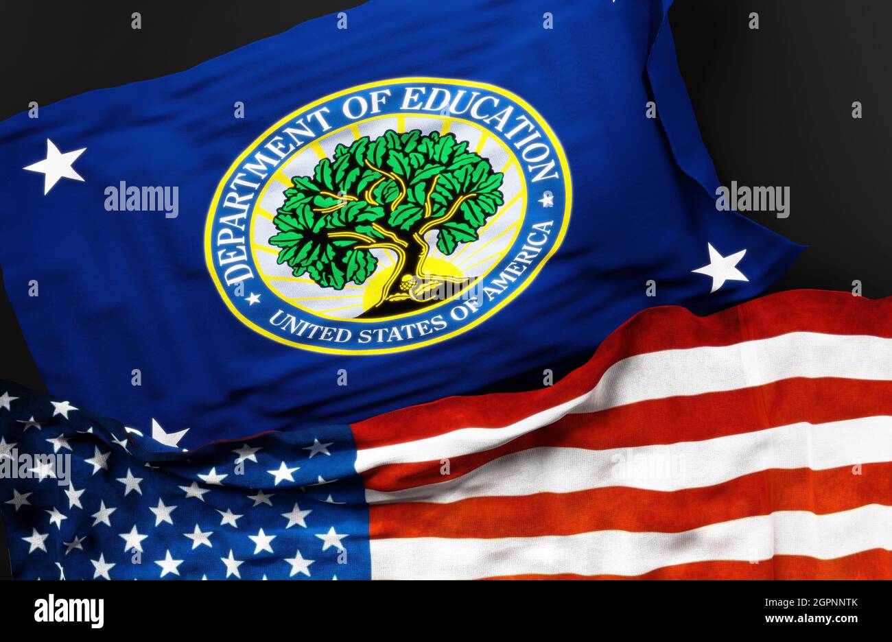 Flag of the United States Secretary of Education along with a flag of ...
