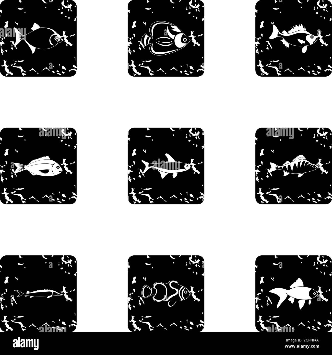 Marine fish icons set, grunge style Stock Vector Image & Art - Alamy