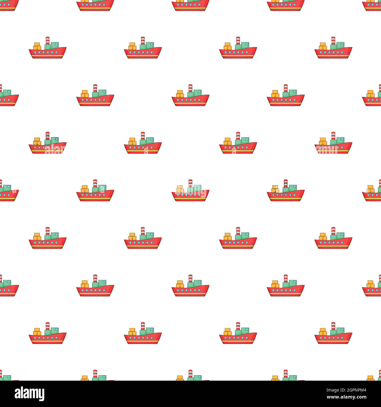 Cargo ship pattern, cartoon style Stock Vector
