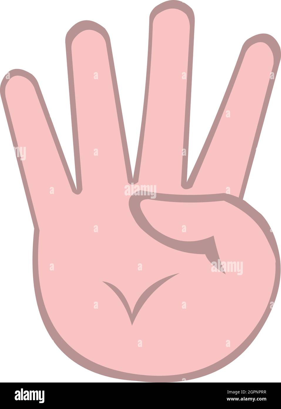 Vector emoticon illustration of a cartoon hand counting to the number four Stock Vector