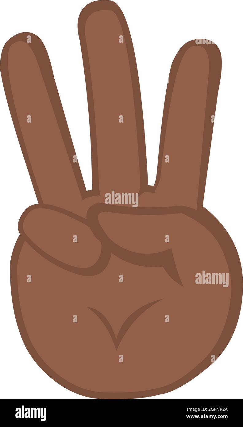 Vector illustration of brown cartoon hand counting up to number three or showing 3 fingers Stock Vector