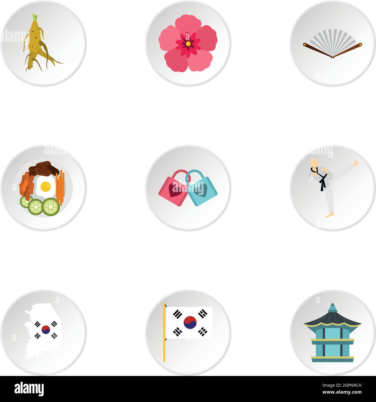 Country of South Korea icons set, flat style Stock Vector Image & Art ...