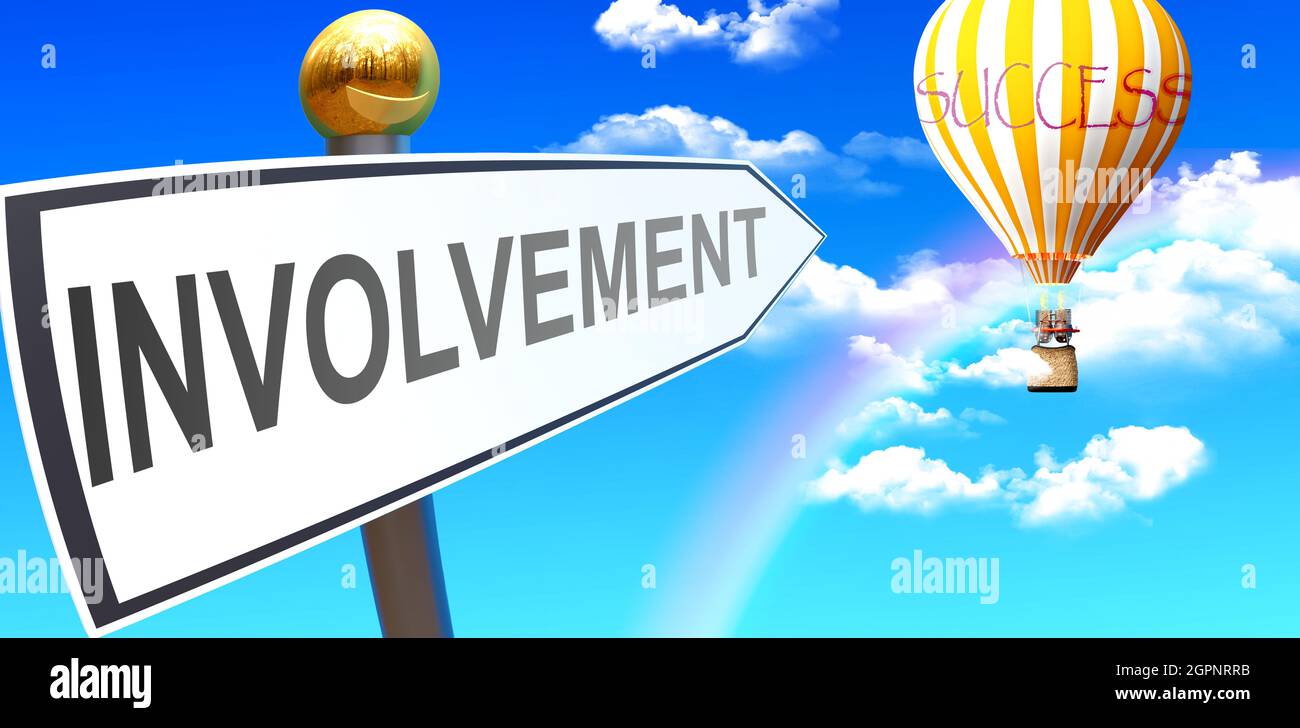 Involvement leads to success - shown as a sign with a phrase ...