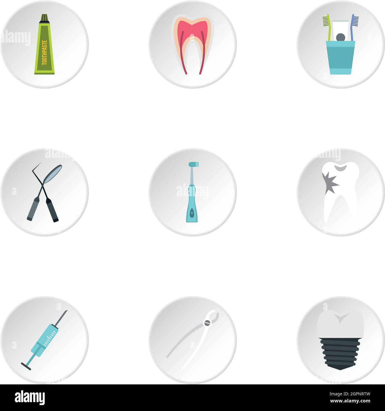 Dental treatment icons set, flat style Stock Vector Image & Art Alamy