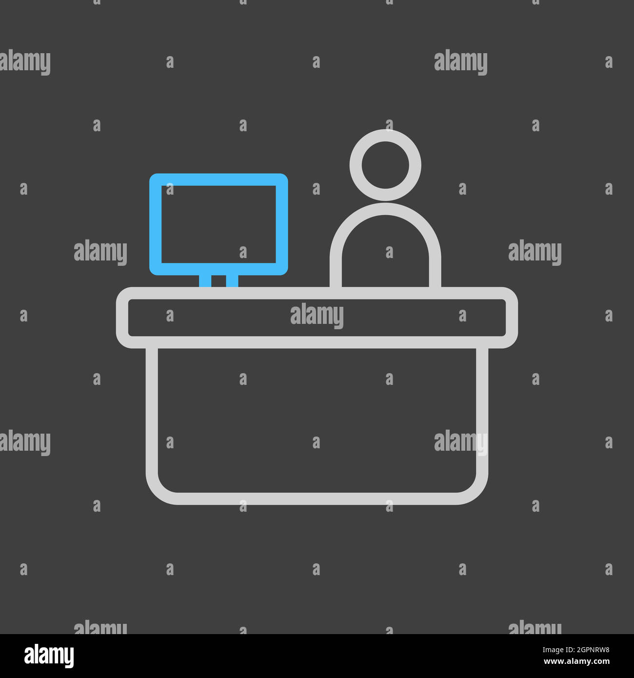Hotel reception service vector icon on dark background Stock Vector