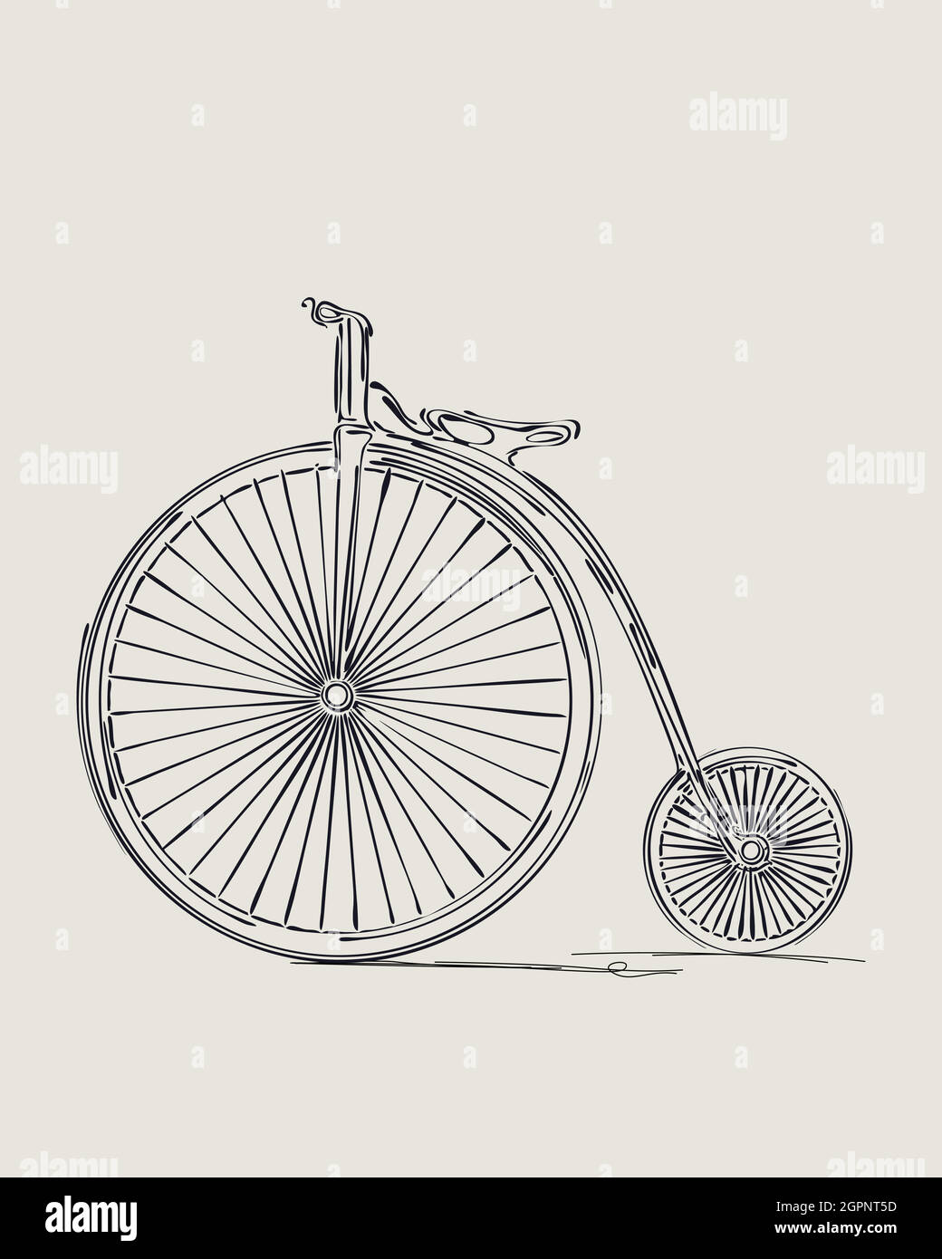 Penny-farthing retro bicycle sketch Stock Vector