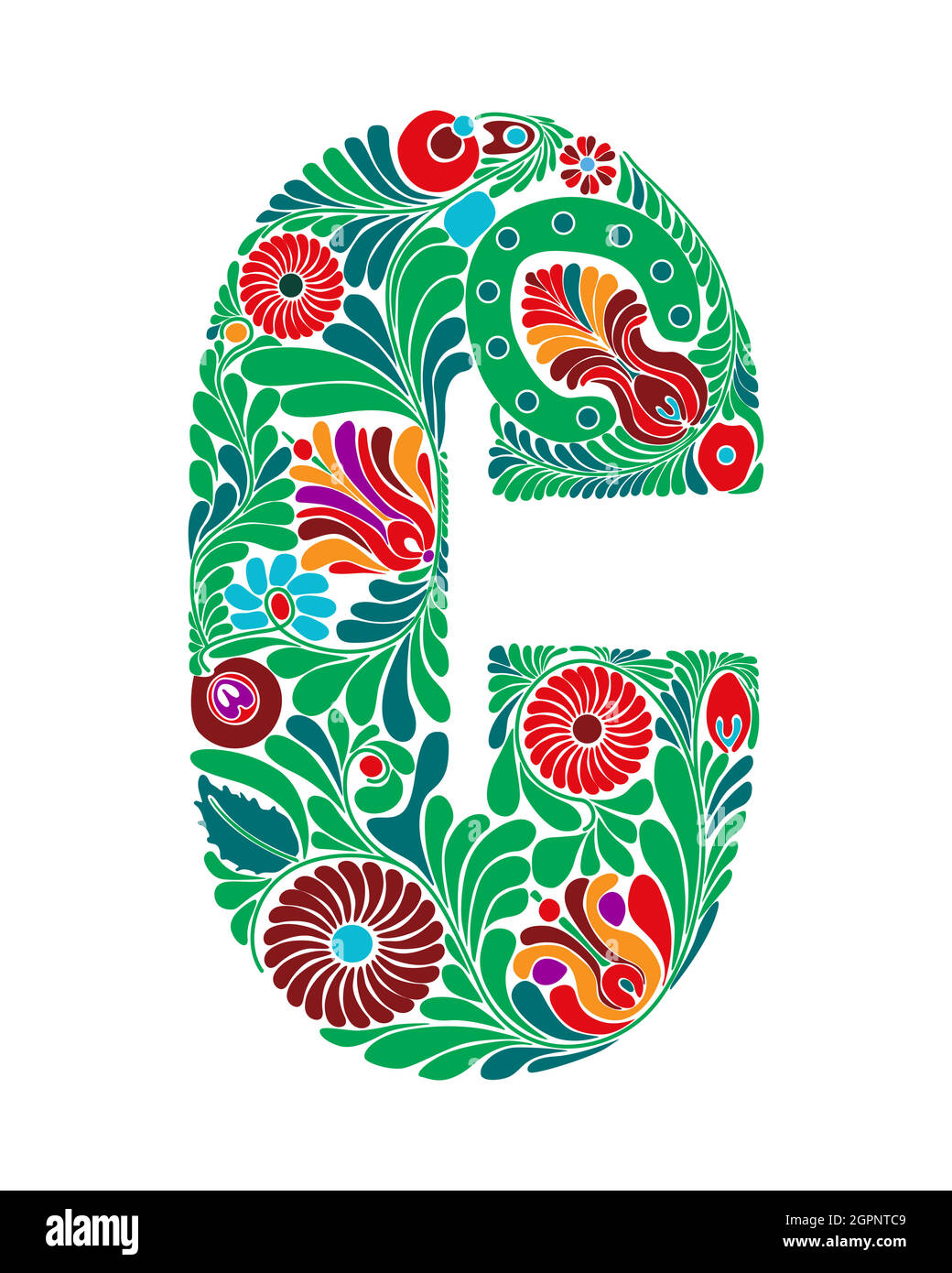 Capital letter floral C Stock Vector