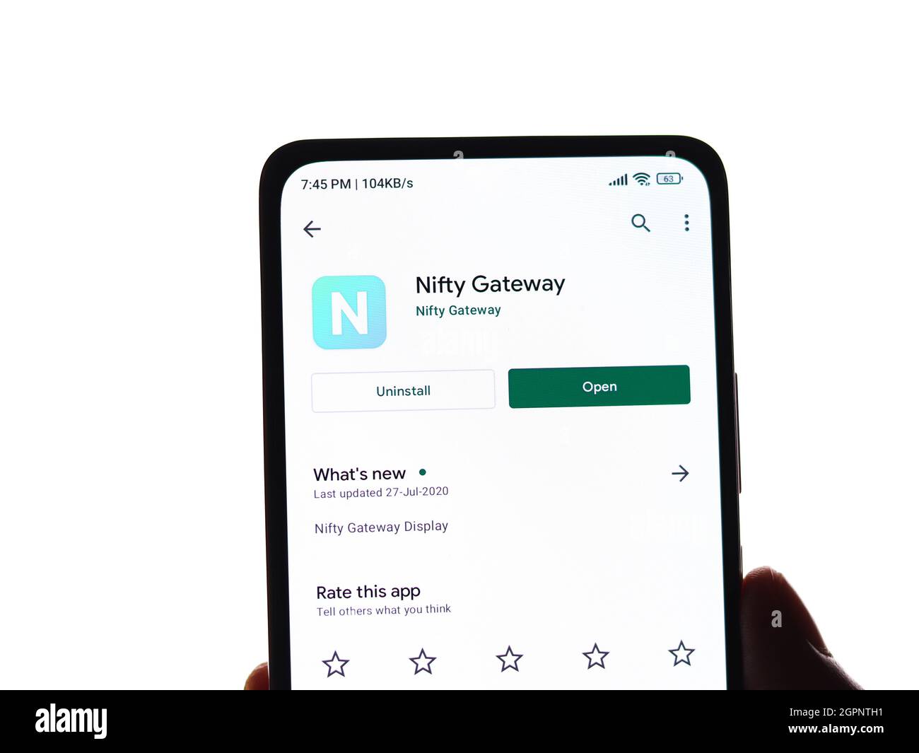 West Bangal, India - September 28, 2021 : Nifty Gateway logo on phone screen stock image. Stock Photo