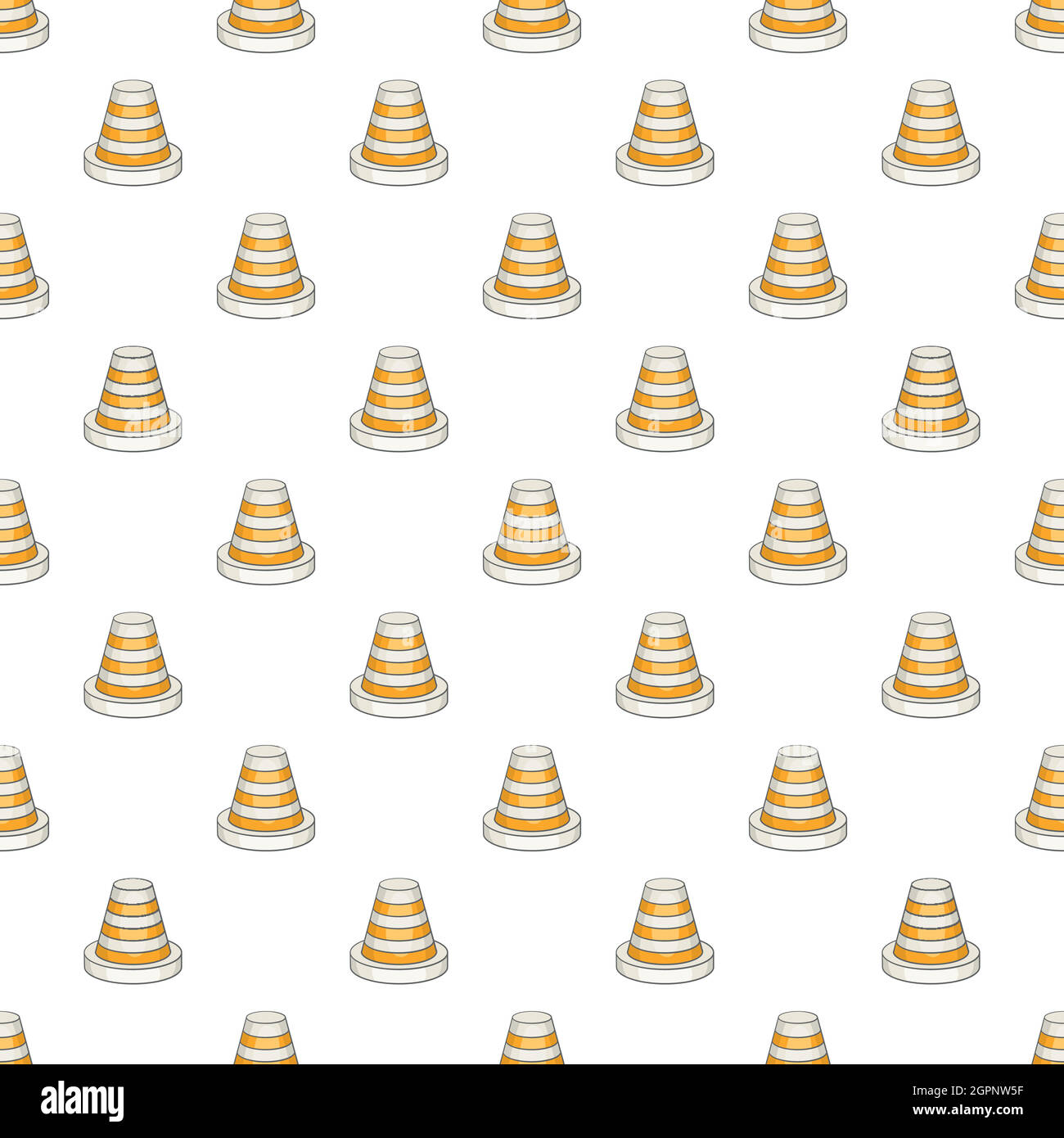 Traffic cone pattern, cartoon style Stock Vector