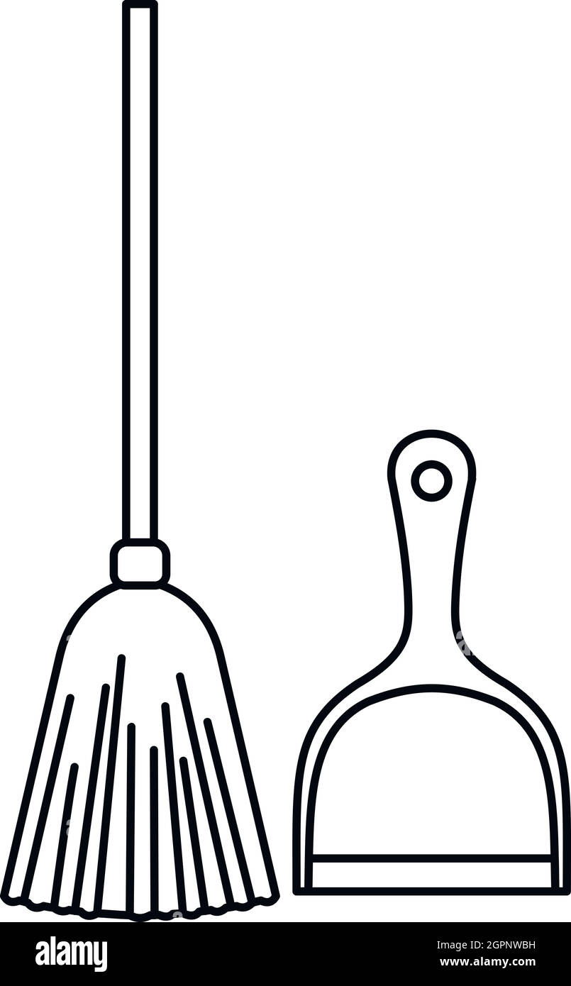 Broom and dustpan icon, outline style Stock Vector Image & Art Alamy