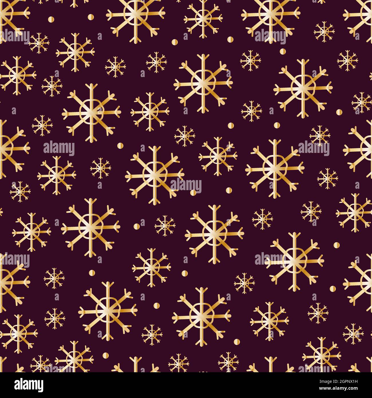 Christmas seamless patterns, prints with gold elements. Vector patterns. Golden objects on a dark background Stock Vector